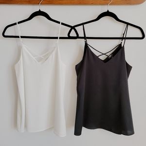 River Island Camisole Tanks, White & Black, Size 4 (UK 8)